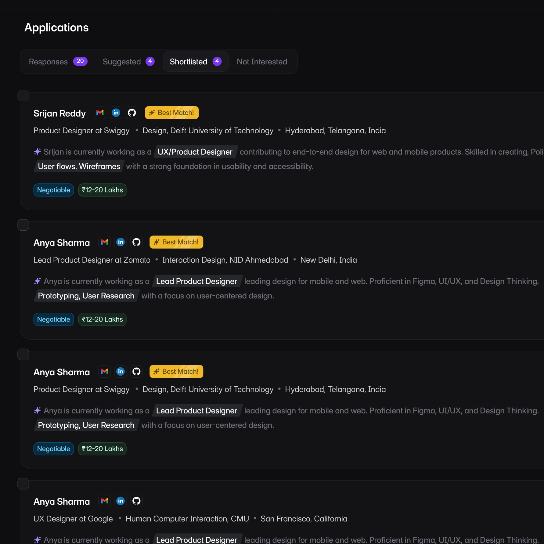 Smart matching and ranking preview